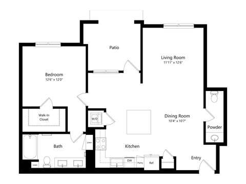 A black and white image of a floor plan for a house.